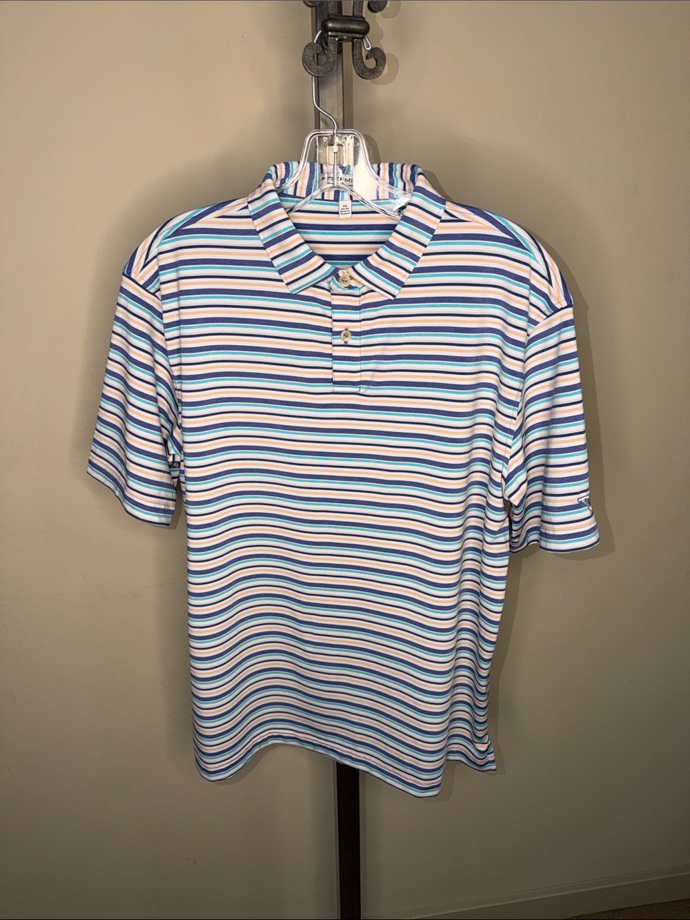 EUC Peter Millar Summer Comfort Boys Striped Golf Polo Shirt XL - Picture 1 of 4
